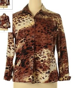Chico's animal print button down top XL(3)